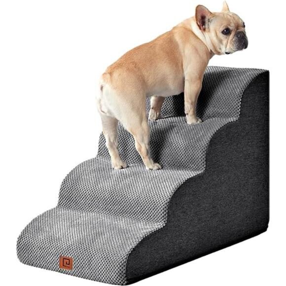 Curved Dog Stairs for High Beds 19.7" H,4-Step Dog Steps for Small Dogs and Cats - Picture 7 of 7